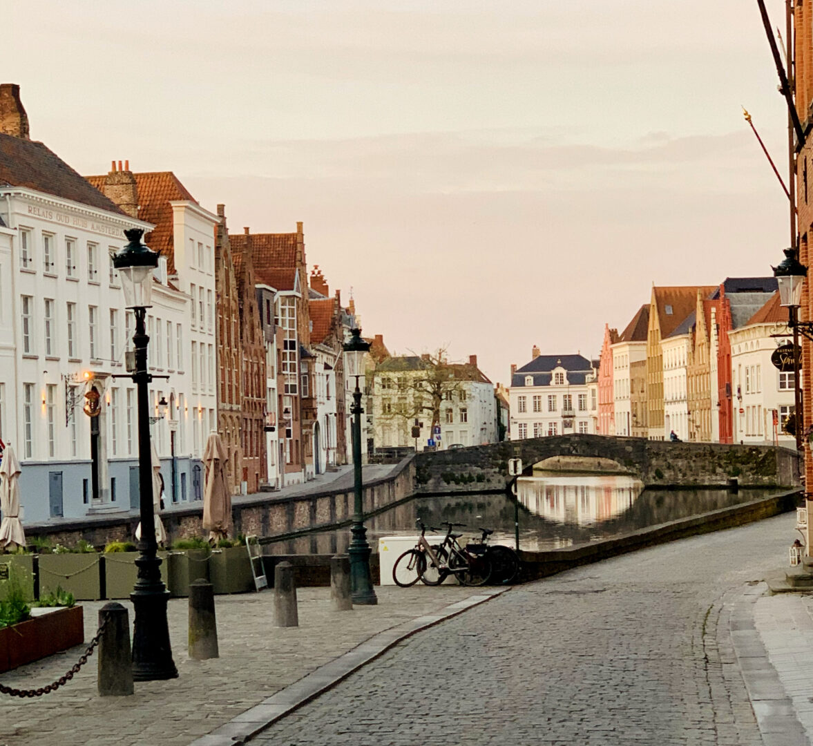 Canal street with bridge and bicycles