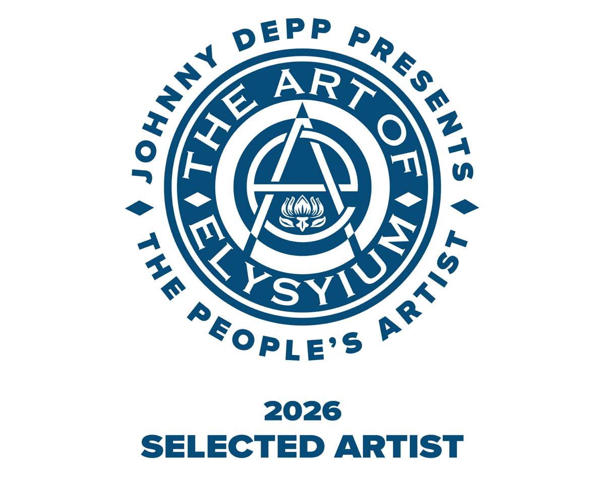 Blue circular emblem reading "The Art of Elysium"